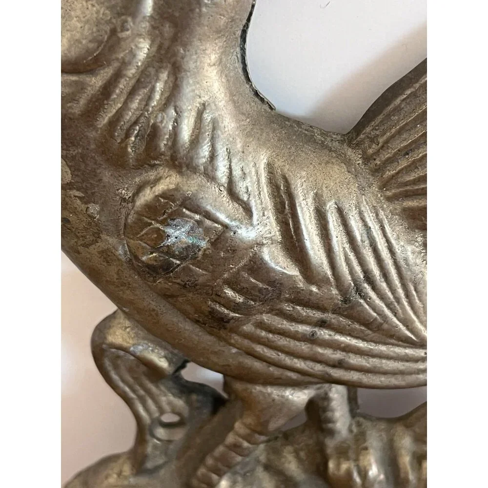 Vintage Brass Rooster Wall Mount Hooks Farmhouse Rustic Kitchen Chicken Décor